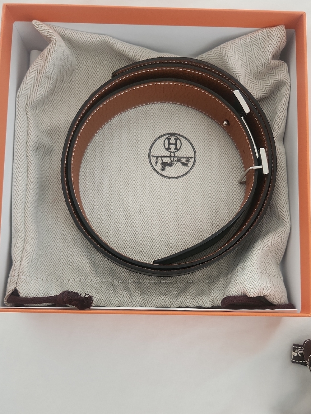Hermes Reversible Leather Belt in Brown and Black